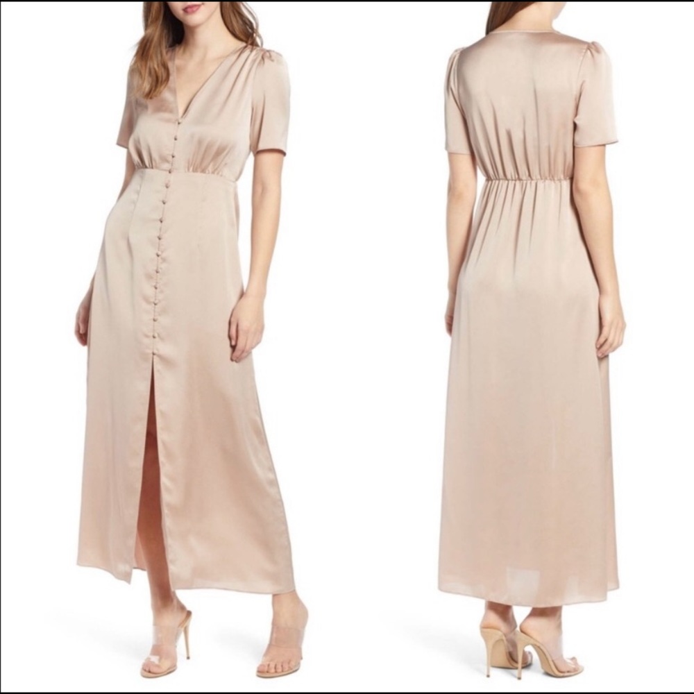 Leith Button Front Satin Maxi Dress 2X